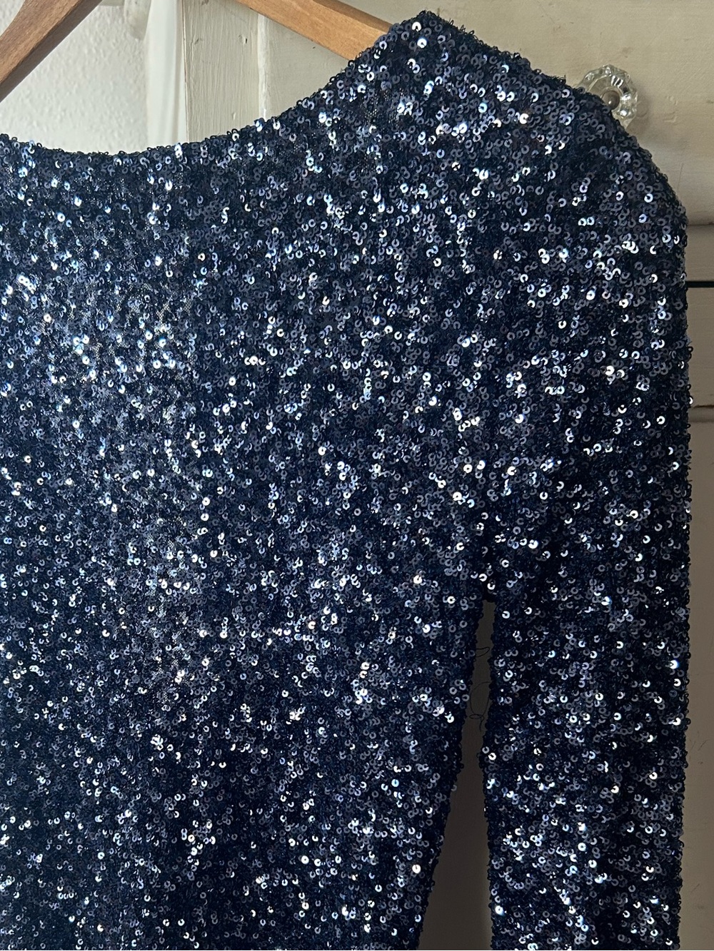 Free People | Women's Navy Blue Leading The Way Sequin Long-Sleeve Top Size XS - Picture 8 of 16